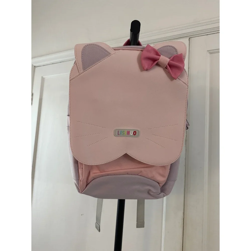 LISINUO Kids Pink Cat‎ Backpack with Bow Adorable School Bag